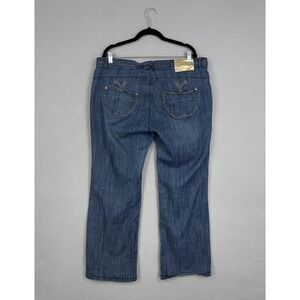 Apple Bottoms Jeans Womens 18 Blue Straight Leg Whiskered Stretch Denim Y2K